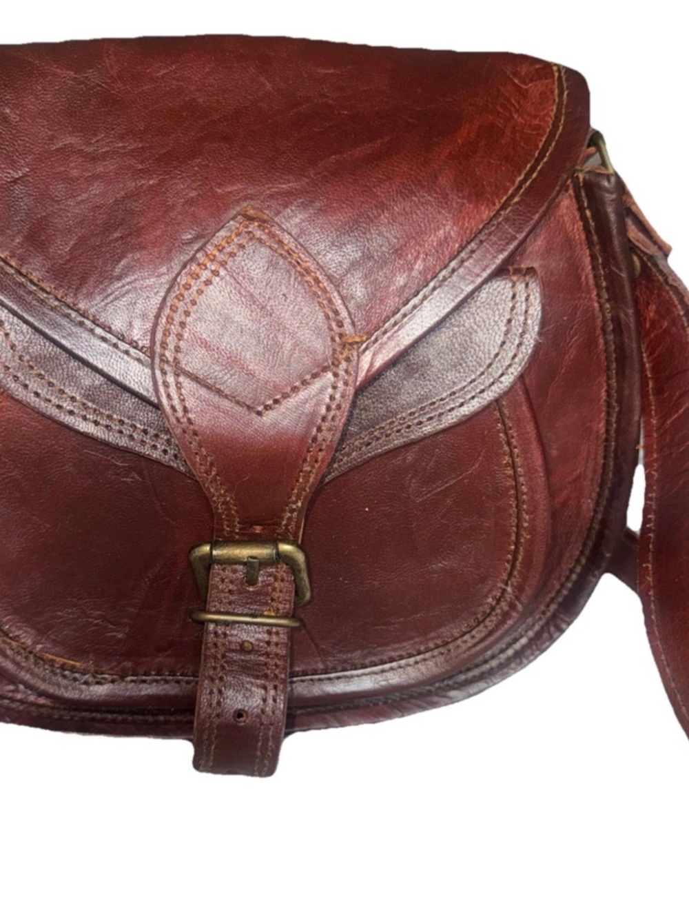 Leather Crossbody saddle bag brown